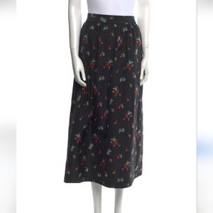 Women's Liz Sport Floral Black Elastic Waist Midi Skirt - Small Great Condition